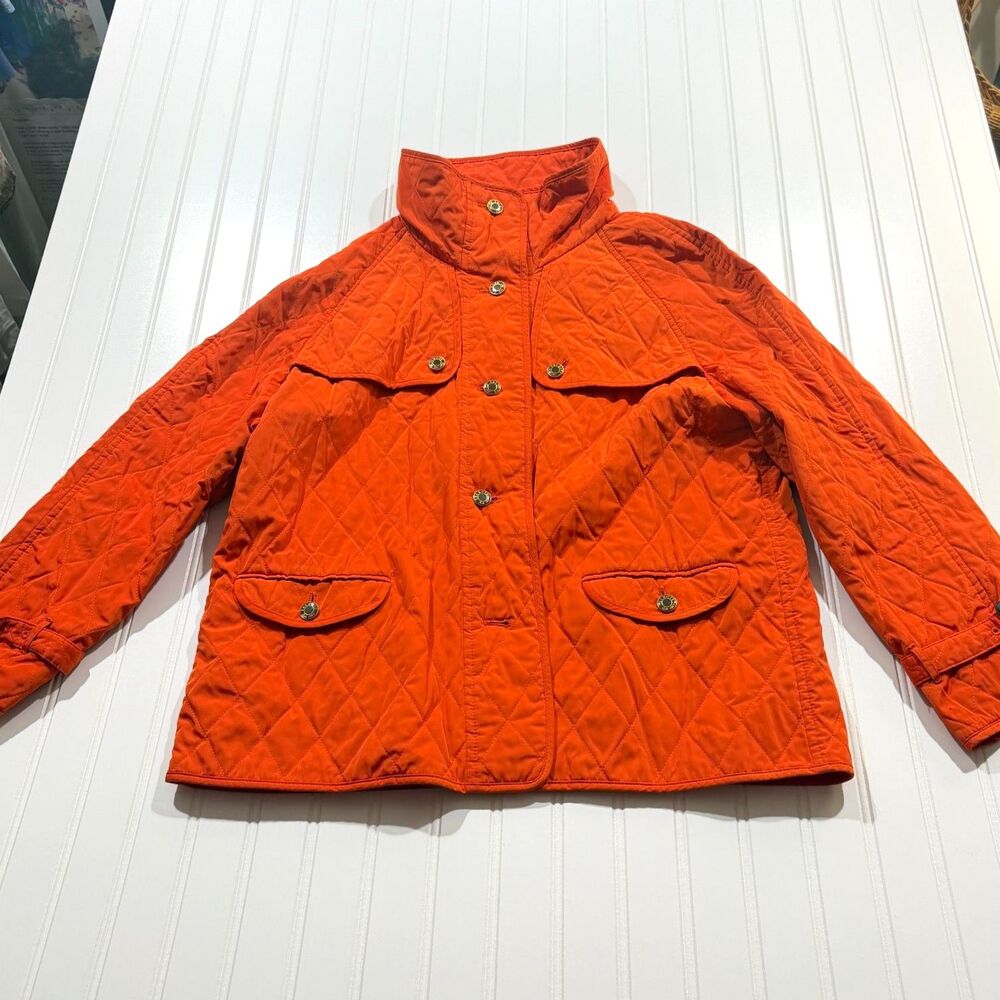 Orange Quilted Jacket Utility Barn Field Coat Preppy UT Texas Winter Fall S